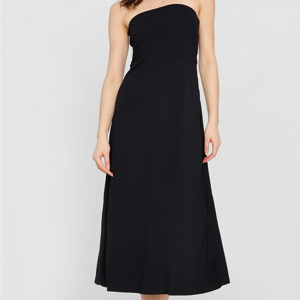 Club Monaco Black Strapless Midi Dress